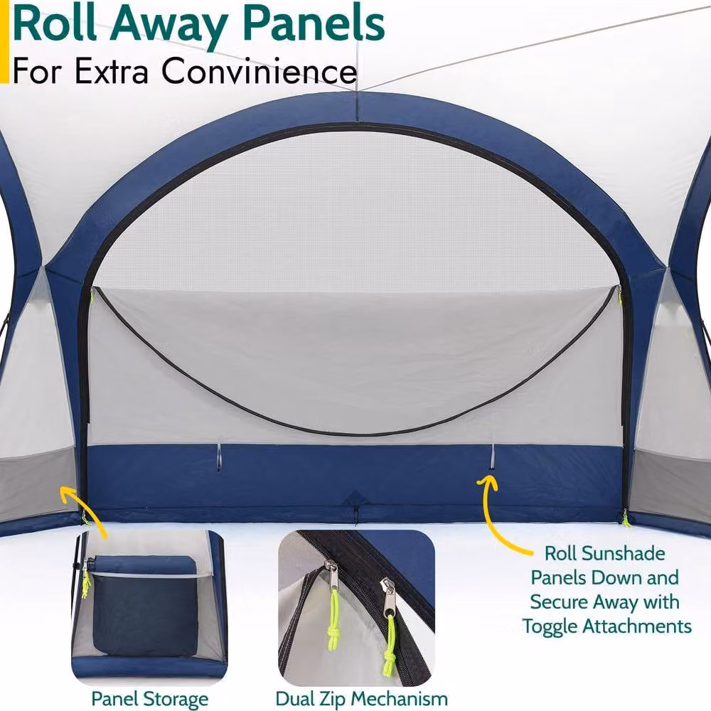 Trail Blue UV Waterproof Dome Shelter Outdoor Leisure Gazebo with Sides W/D: 3.5 x 3.5 m, H: 2.3 m – 4