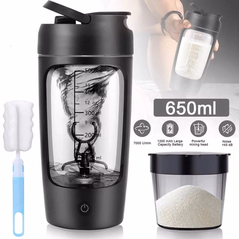 FLAVORA Portable Electric Protein Shaker Blender, 650ml, Black – 6