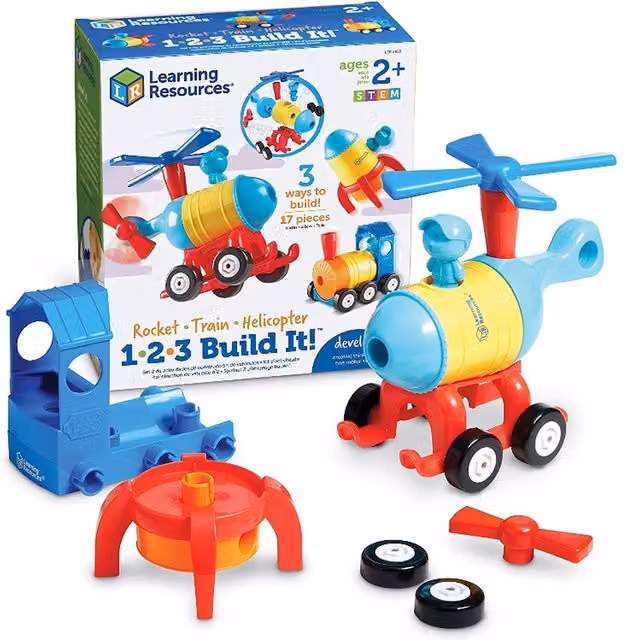 Learning Resources Build It Rocket Train and Helicopter Construction Set in Multicolour and White
