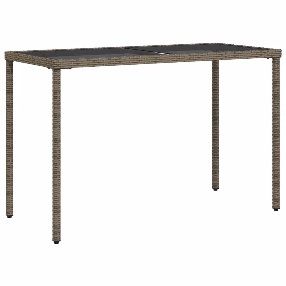 Berkfield Home Grey Poly Rattan Garden Table with Glass Top W/D/H: 115 x 54 x 74 cm – 3