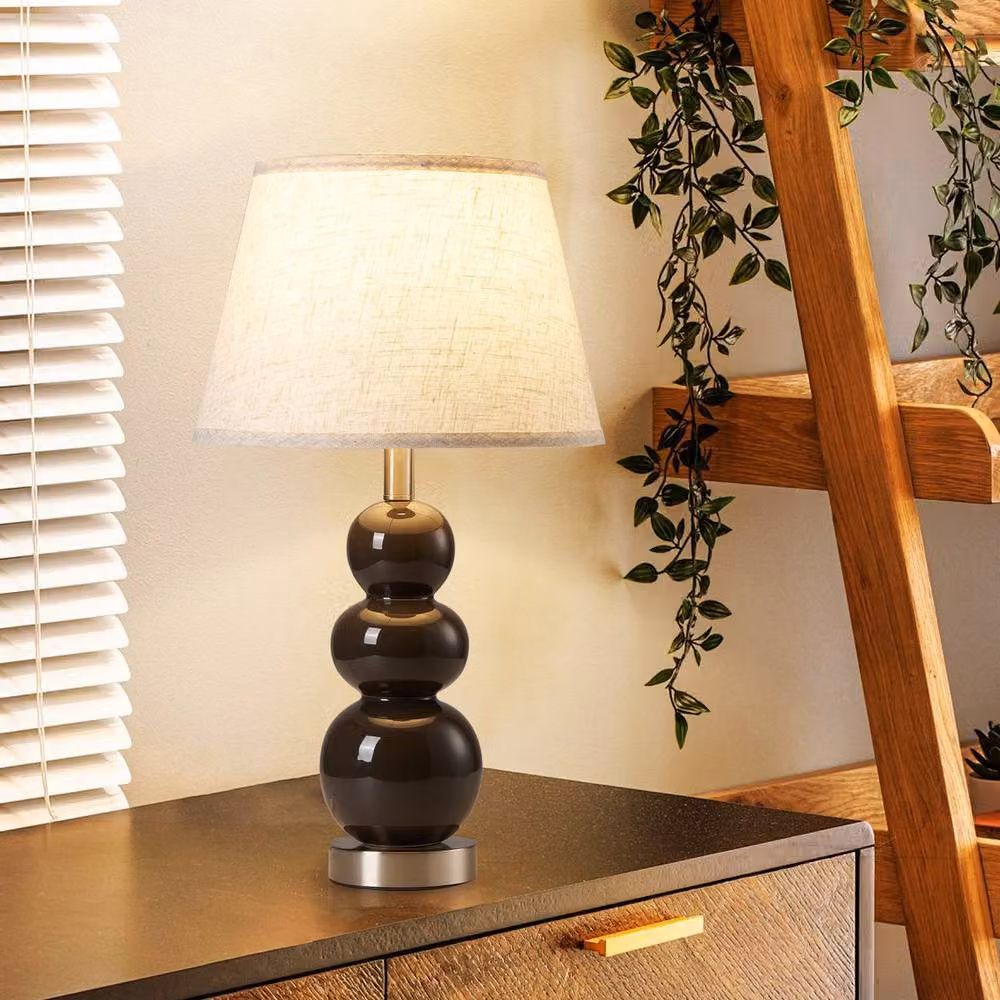Garwarm Set of 2 Grey Ceramic Table Lamps with USB Ports and Bulbs Included, Height: 62.4 cm – 2