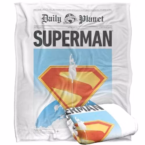 Warner Bros. Superman (2025) Daily Planet Front Page Super Soft Fleece Throw Blanket, Multicolour, W: 152 cm, D: 127 cm – 1