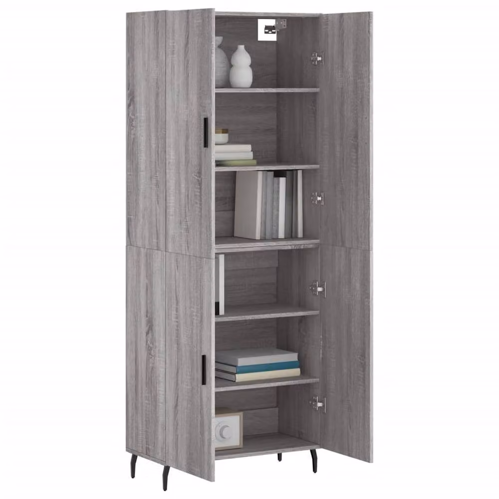 Berkfield Home Grey Sonoma Modern Highboard with Hinged Doors and Internal Shelves, W/D/H: 69.5 x 34 x 180 cm – 2