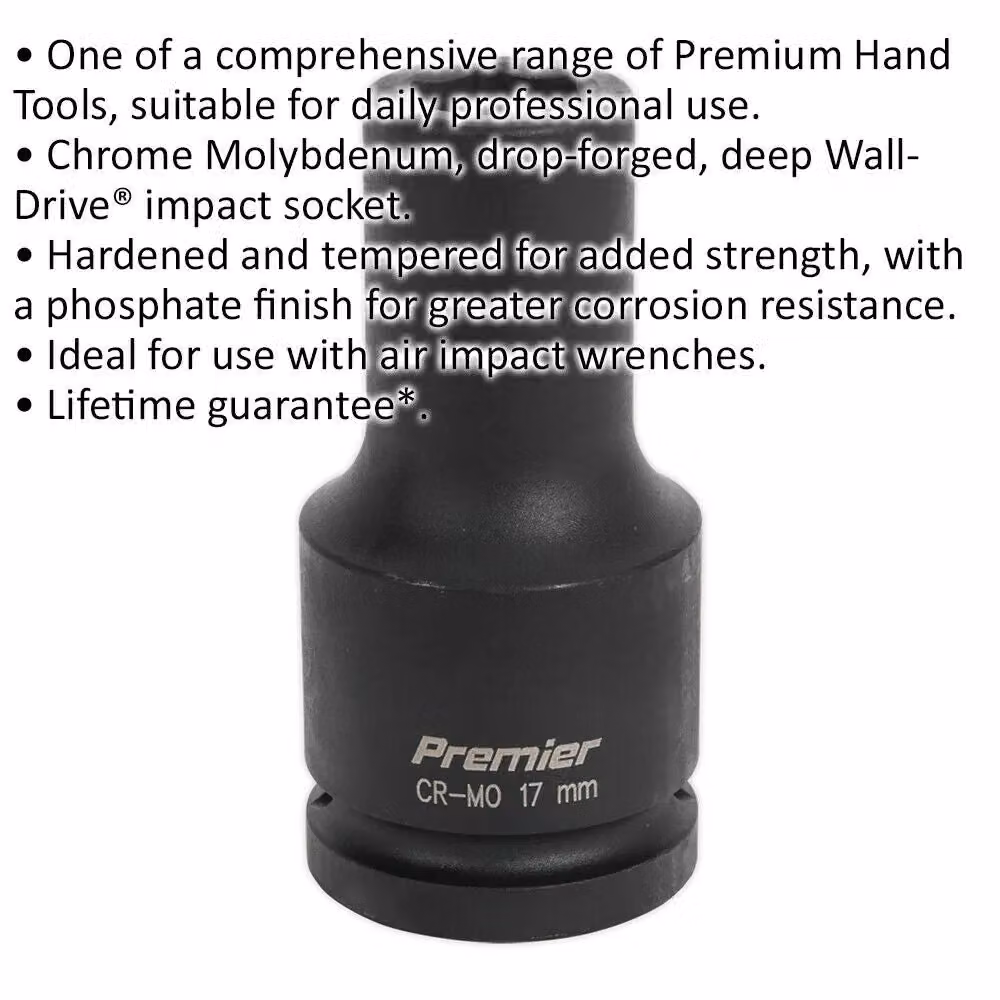 Loops 17mm Forged Deep Impact Socket 3/4 Inch Sq Drive Chromoly Wrench Socket Black – 2