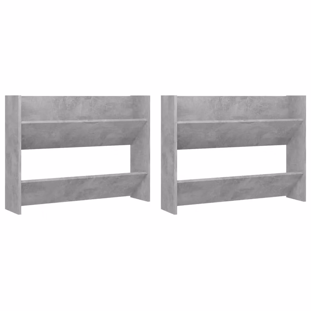 Berkfield Home Set of 2 Wall Mounted Shoe Cabinets in Concrete Grey, W/D/H: 80 x 18 x 60 cm – 2
