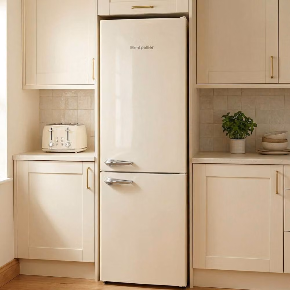 Montpellier MAB386EC Retro No Frost Fridge Freezer, Cream, H 186 cm x W 59.5 cm x D 60 cm – 2