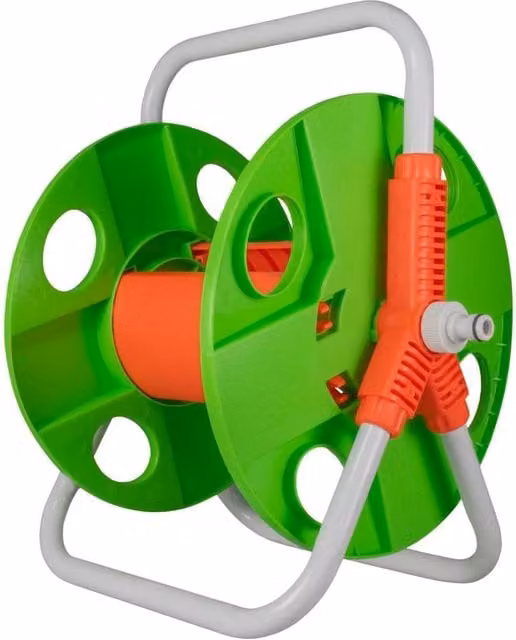 VOGREX Green Garden Hose Reel Cart with 20m 1/2 inch Hose and UV Resistant Crank Handle – 1