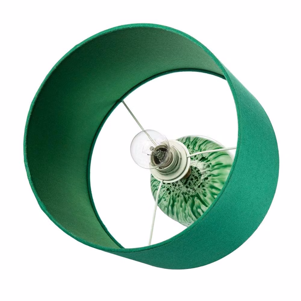 Happy Homewares Modern Marble Drip Snowflake Glass Table Lamp with Linen Shade in Green, H 46 cm x W 30 cm x D 30 cm – 2