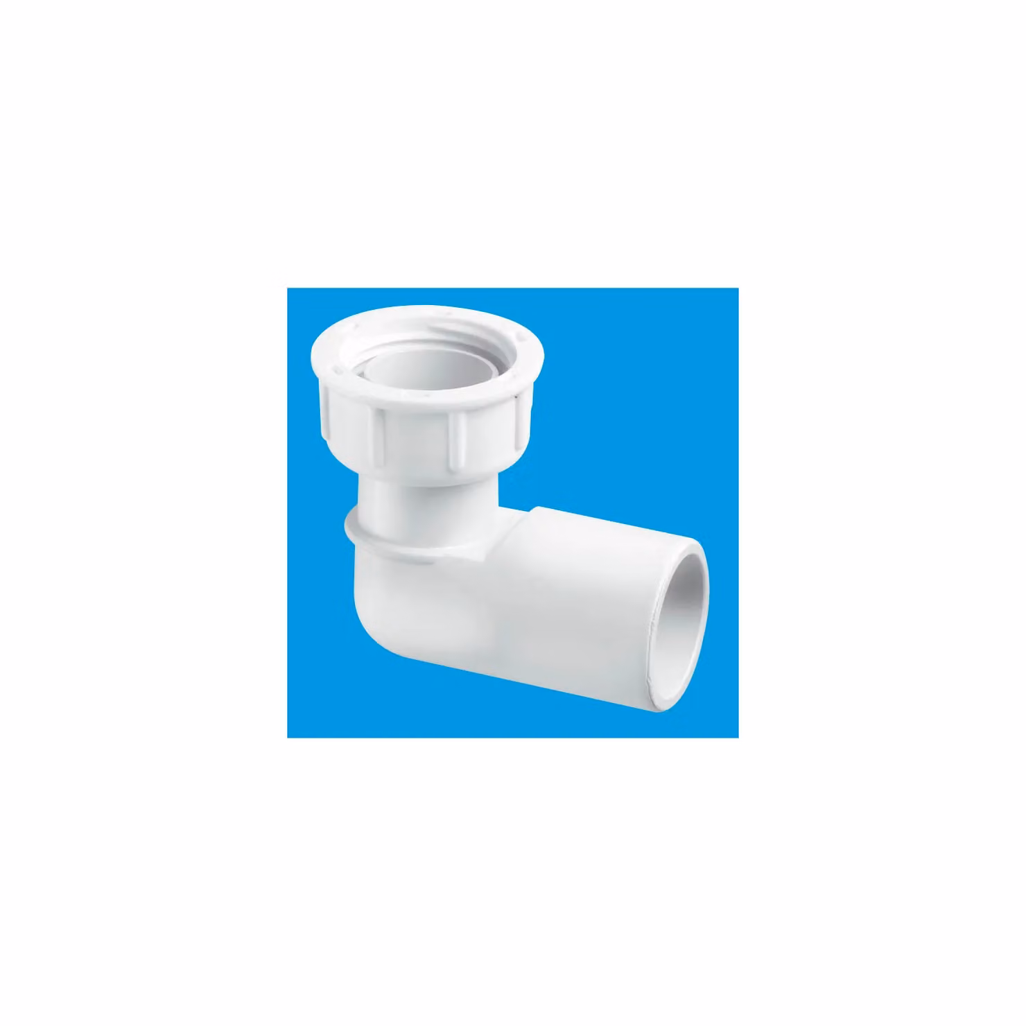 McAlpine R8A 3/4 inch 90 degree Female Overflow Coupling with Loose Nut, White – 2
