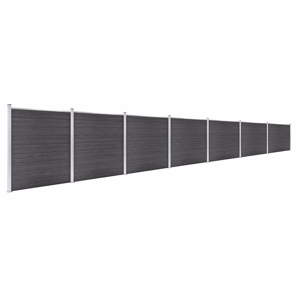 Berkfield Home WPC Fence Panel Set, Black, W: 1218 cm, H: 186 cm – 2