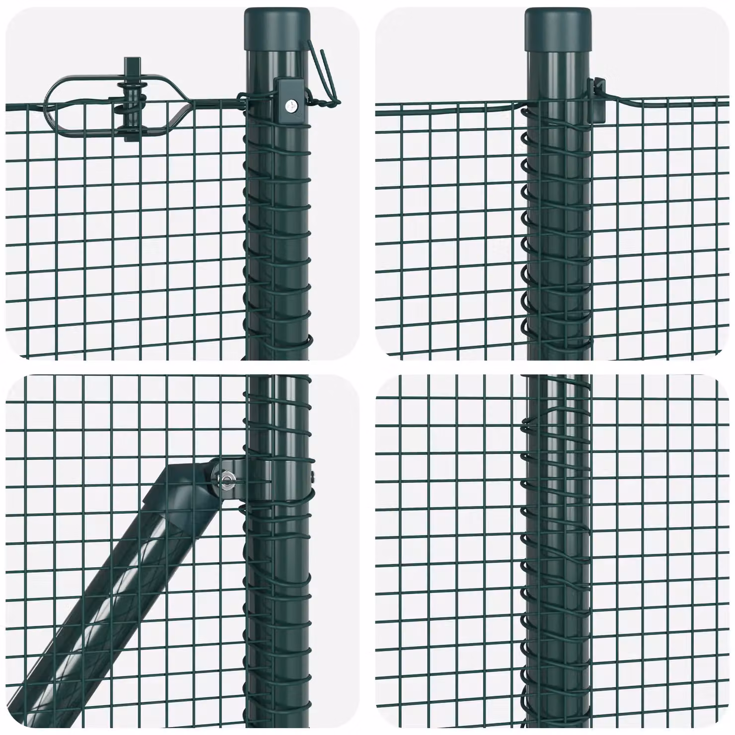 Berkfield Home Green Steel Welded Wire Fence with 13 Posts, W: 0.6 m, L: 25 m – 5