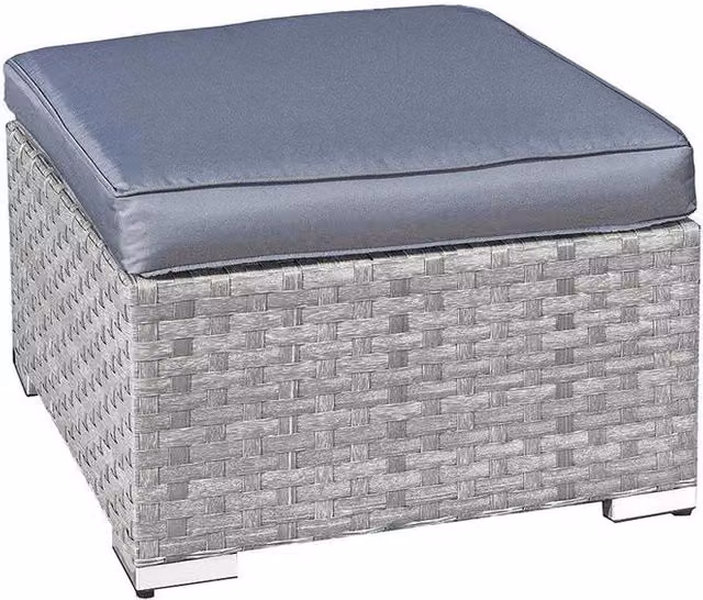 Oseasons Malta Rattan Footstool in Light Grey