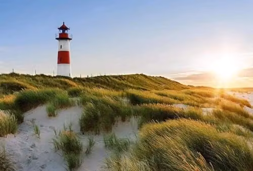 Wizard+Genius Lighthouse Non-Woven Maritime Wall Mural, Green and Multicolour, W: 384 cm, H: 260 cm, 8-panels