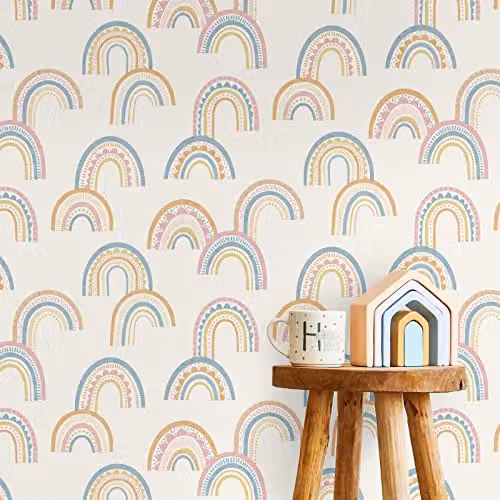 Holden Decor Boho Rainbow Multicolour Wallpaper for Kids Nursery and Bedrooms