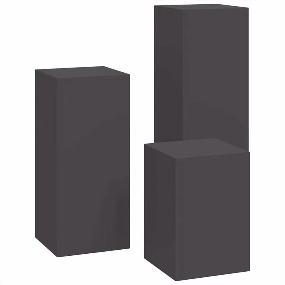 Berkfield Home Outdoor Plant Stand Tub Set, 3 Pieces, Black Steel – 3