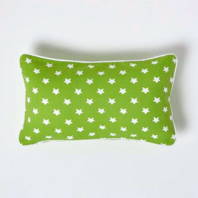 Homescapes Cotton Stars Cushion Cover, Green, W/D/H: 50 x 50 x 1 cm