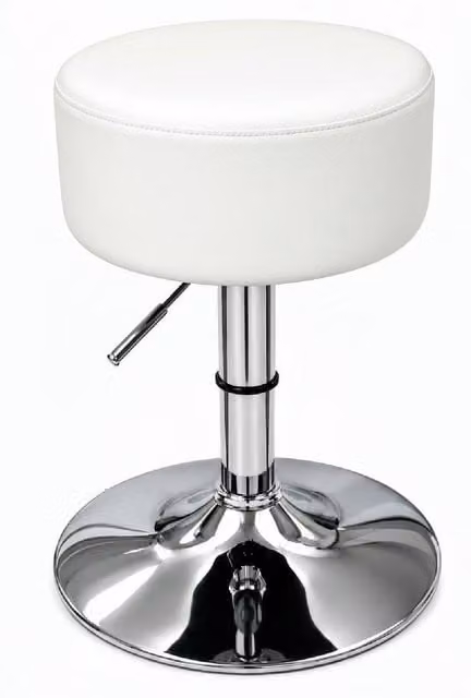 netfurniture Low Small Bar Stool with White Padded Seat and Metal Frame