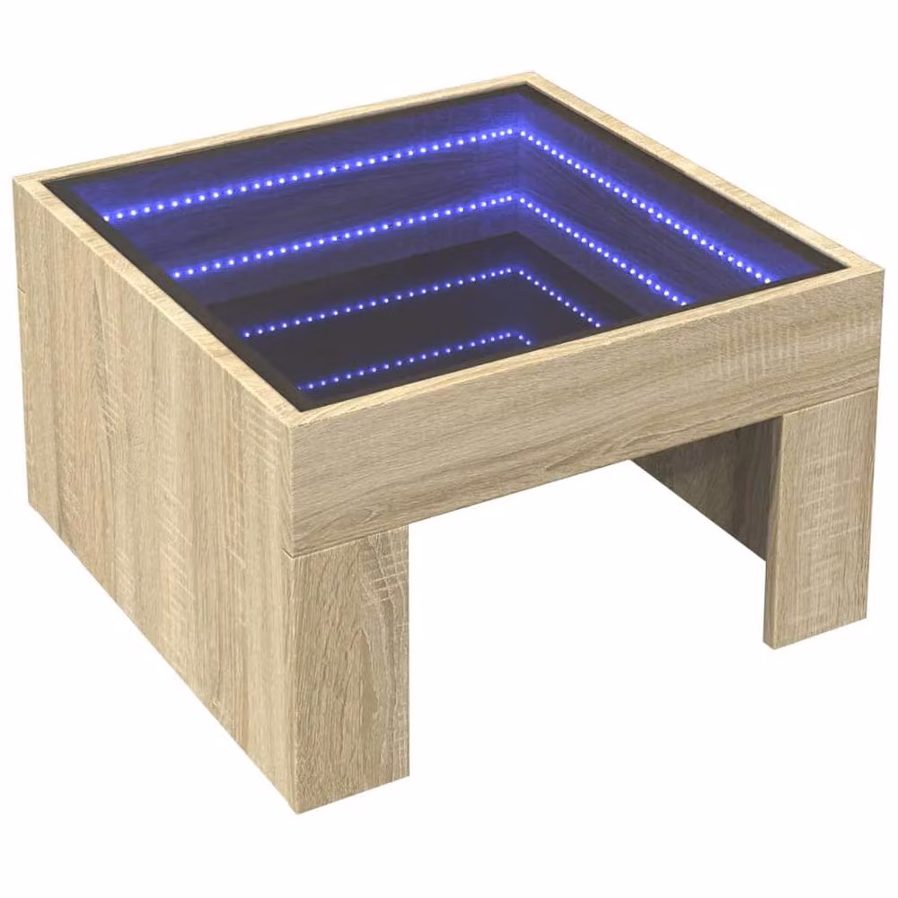 Berkfield Home Infinity LED Coffee Table in Sonoma Oak Brown, W/D/H: 50 x 50 x 30 cm – 3