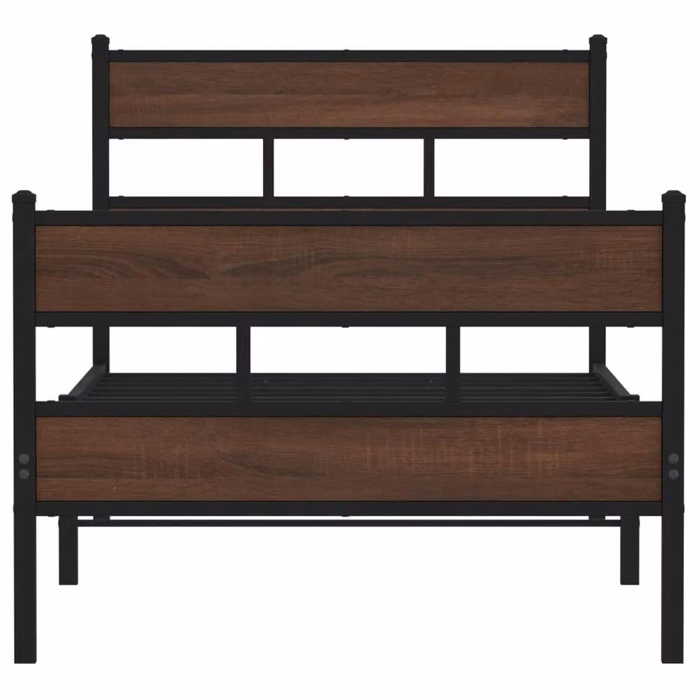 Berkfield Home Metal Bed Frame with Headboard and Footboard, Brown, W/D/H: 90 x 200 x 91.5 cm – 4