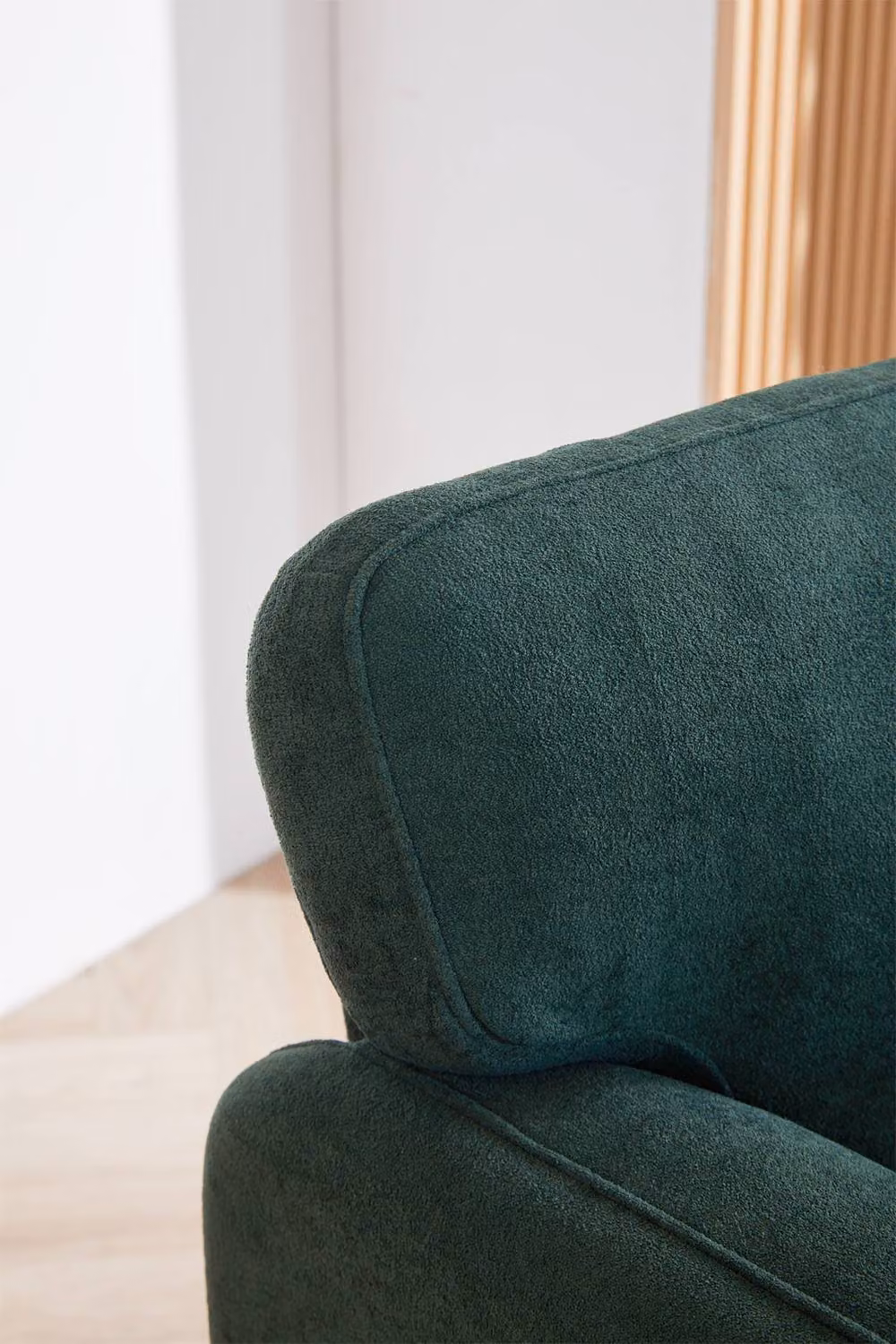 Living and Home Green Chenille Upholstered Armchair with Footstool – 3