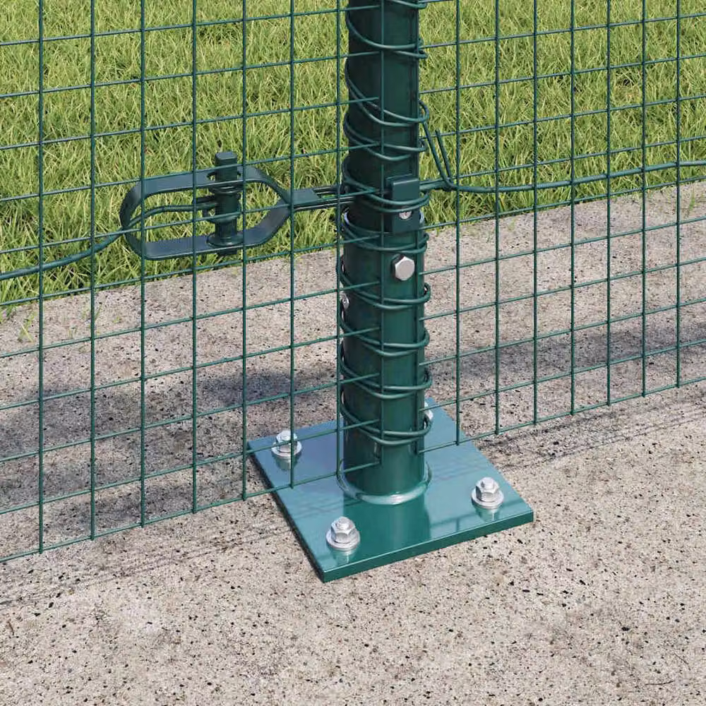 Berkfield Home Green Steel Welded Wire Fence with 13 Flanged Posts, W: 0.4 m, L: 100 m – 3
