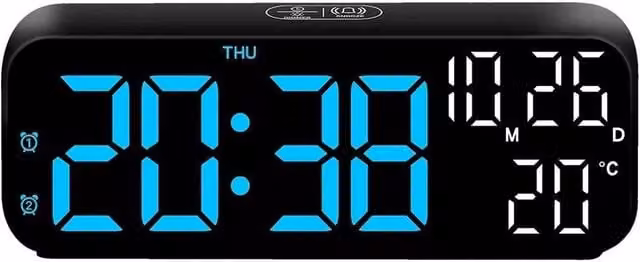 NESTLUNE LED Digital Alarm Clock in Black, W: 100 cm, H: 15 cm, D: 15 cm