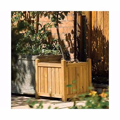 Rowlinson Classic Square Wood Planter Tub in Brown, W/D/H: 50 x 50 x 50 cm – 1