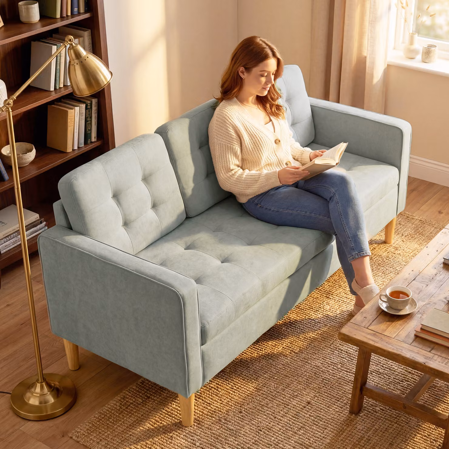 HOMCOM 3 Seater Upholstered Fabric Sofa in Grey with Hidden Storage and Wood Legs, Width: 169 cm – 5