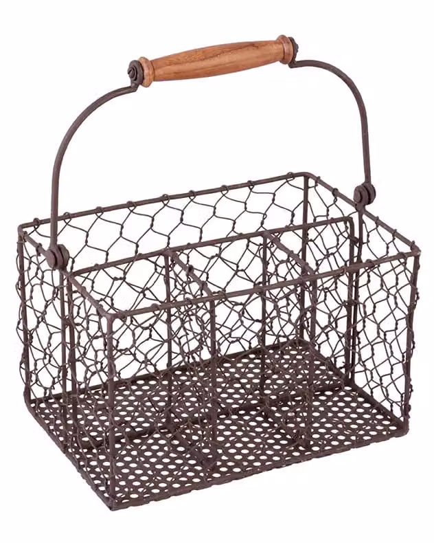 Dibor Grey Farmhouse Chicken Wire Kitchen Cutlery Caddy with Handles – 2