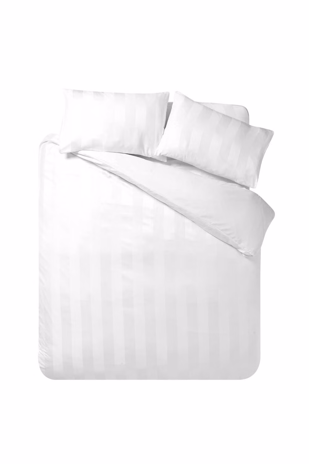 Catherine Lansfield So Soft Satin Stripe Single Duvet Cover and Pillowcase Set in White, W/D/H: 135 x 200 cm and 50 x 75 cm – 2