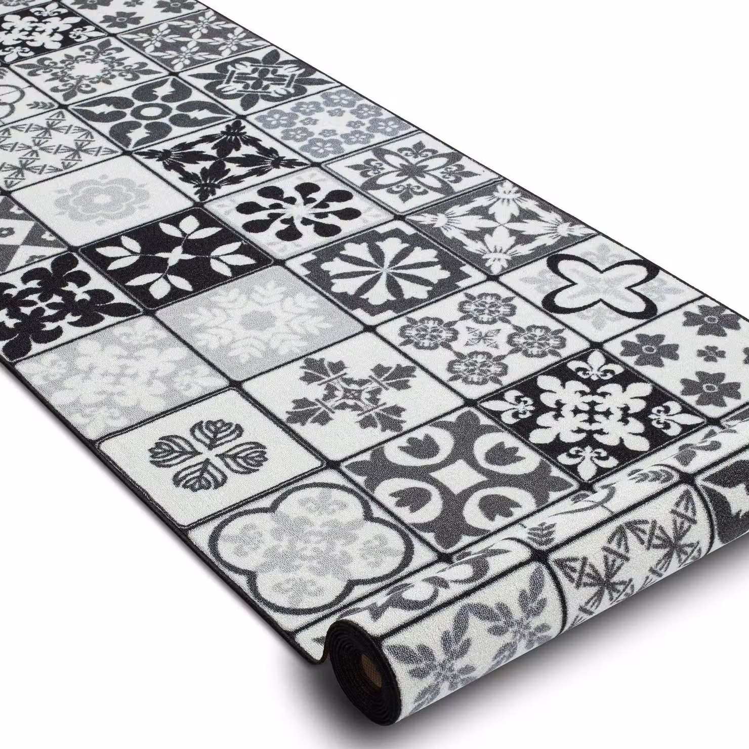 RugsX Anti-Slip Grey Patchwork Polyamide Runner, W/D/H: 133 x 170 cm – 2