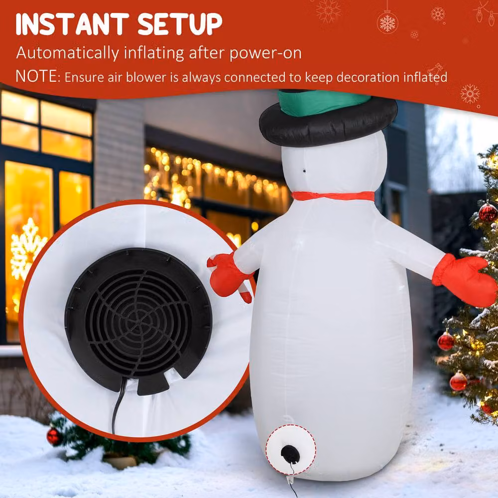 OUTSUNNY Inflatable Christmas Snowman for Indoor and Outdoor Decor, White, Height: 243.84 cm – 5