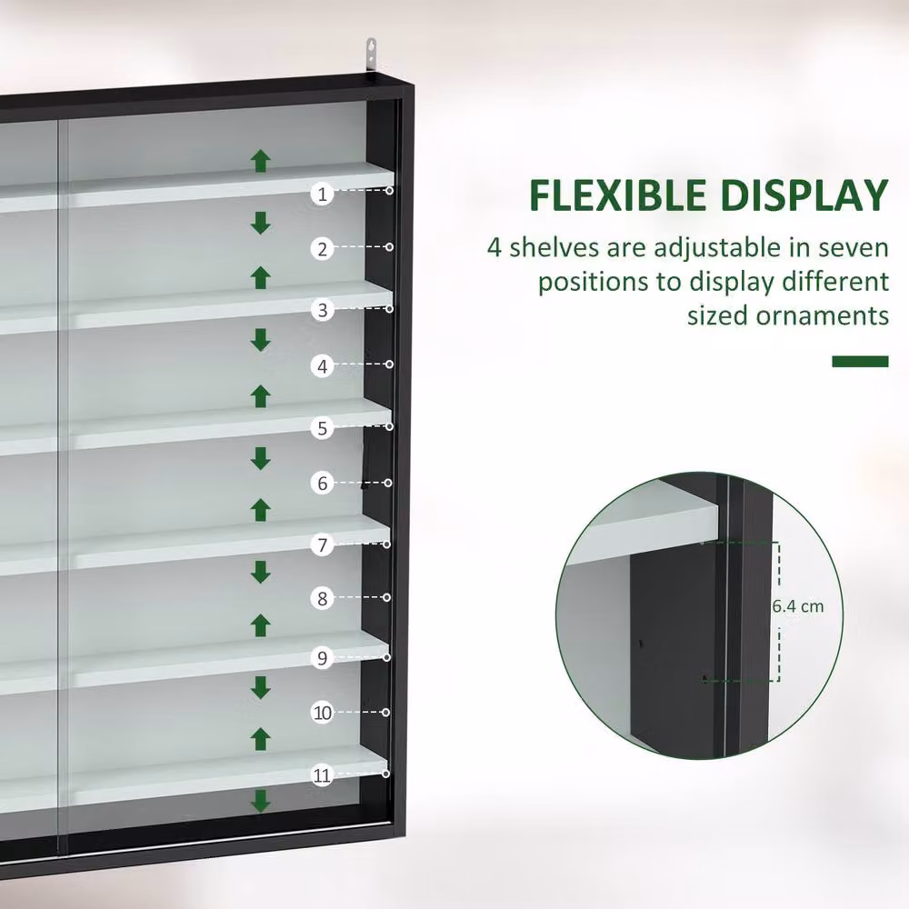 STILVORA Modern Wall Mounted Black Matt Cabinet with Glass Doors and Internal Shelves – 5