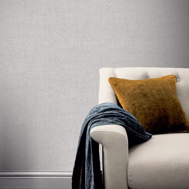 Arthouse Country Plain Grey and White Scrubbable Vinyl Wallpaper Roll