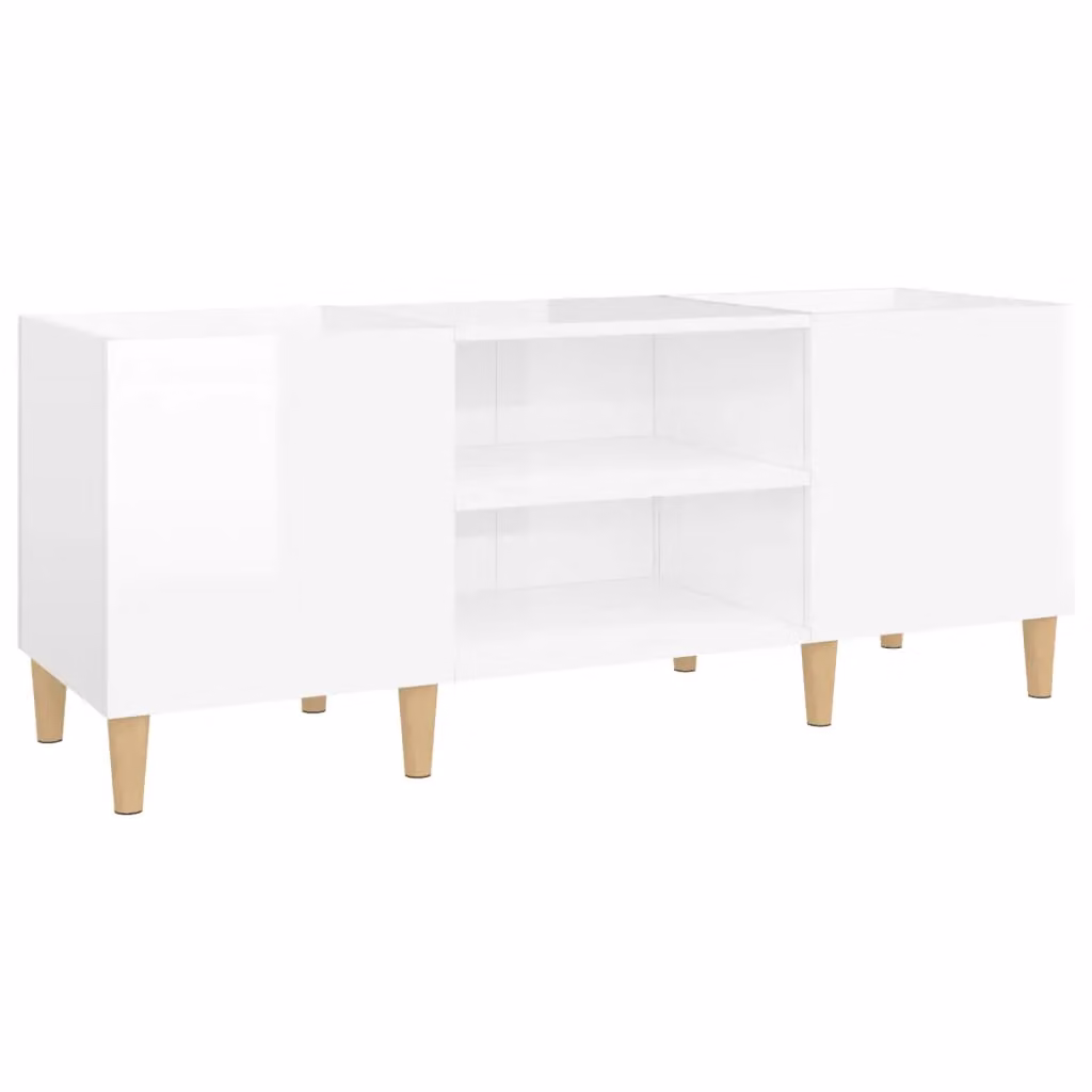Berkfield Home Classic Record Cabinet in High Gloss White, W/D/H: 121 x 38 x 48 cm – 2