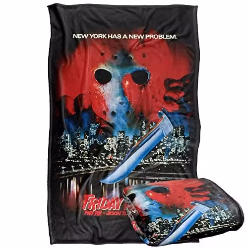 LOGOVISION Friday The 13th Jason Takes Manhattan Poster Super Soft Fleece Throw Blanket, Multicolour, W/D/H: 91 x 147 cm – 1