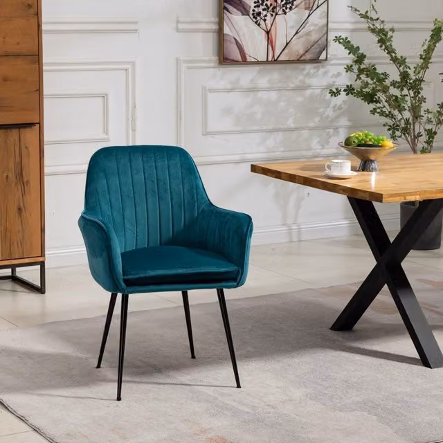 Artemis Home Carrara Velvet Dining Chairs, Set of 2, Petrol Blue