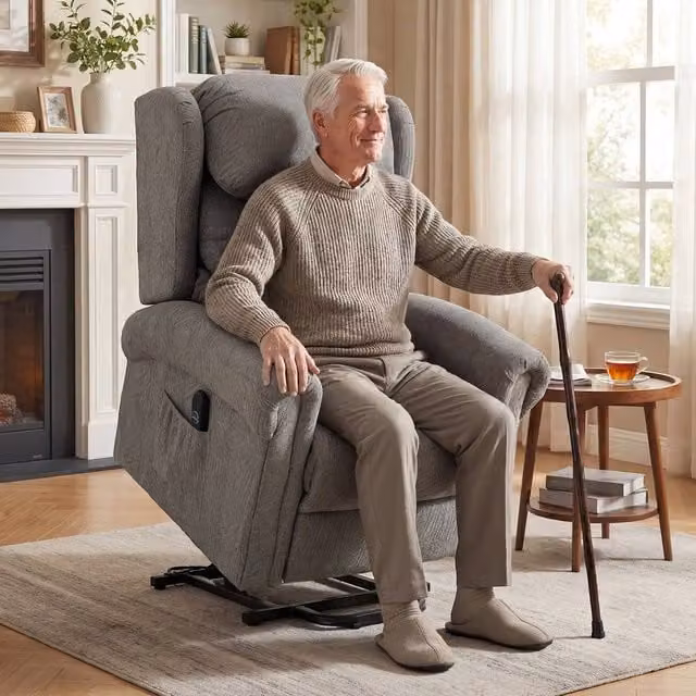 HOMCOM Electric Power Lift Recliner Chair for Seniors in Grey Fabric – 1