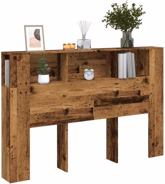 Berkfield Home Headboard Cabinet in Old Wood Brown, W/D/H: 160 x 18.5 x 103.5 cm – 1