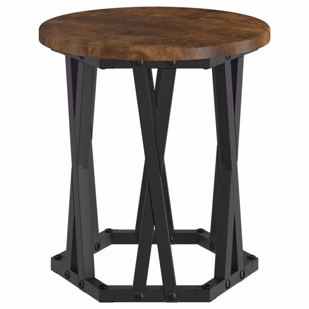 Berkfield Home Set of 3 Round Nesting Side Tables in Smoked Oak and Brown Engineered Wood – 4