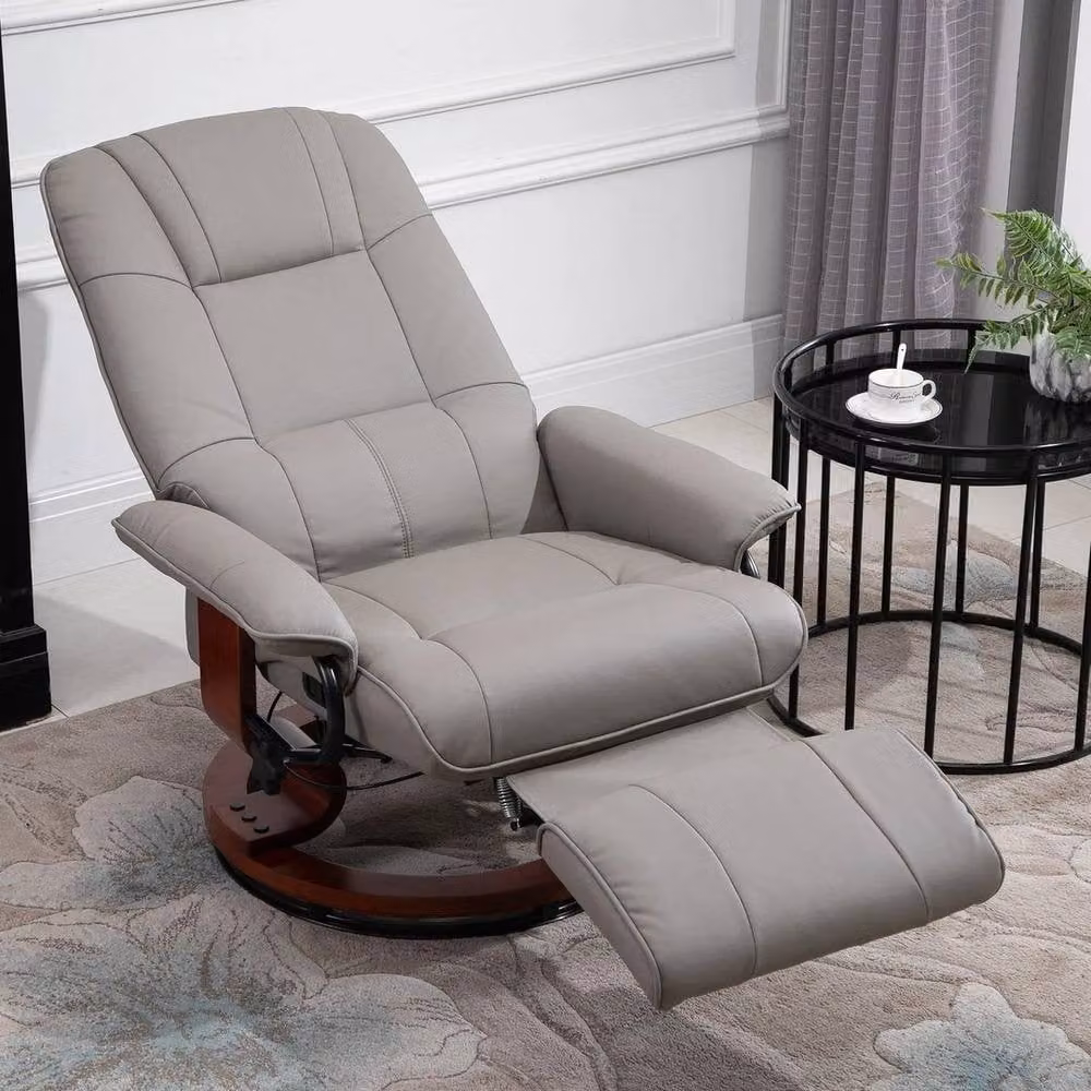 FORGEVIO Grey Synthetic Leather Executive Office Recliner Sofa Chair – 3