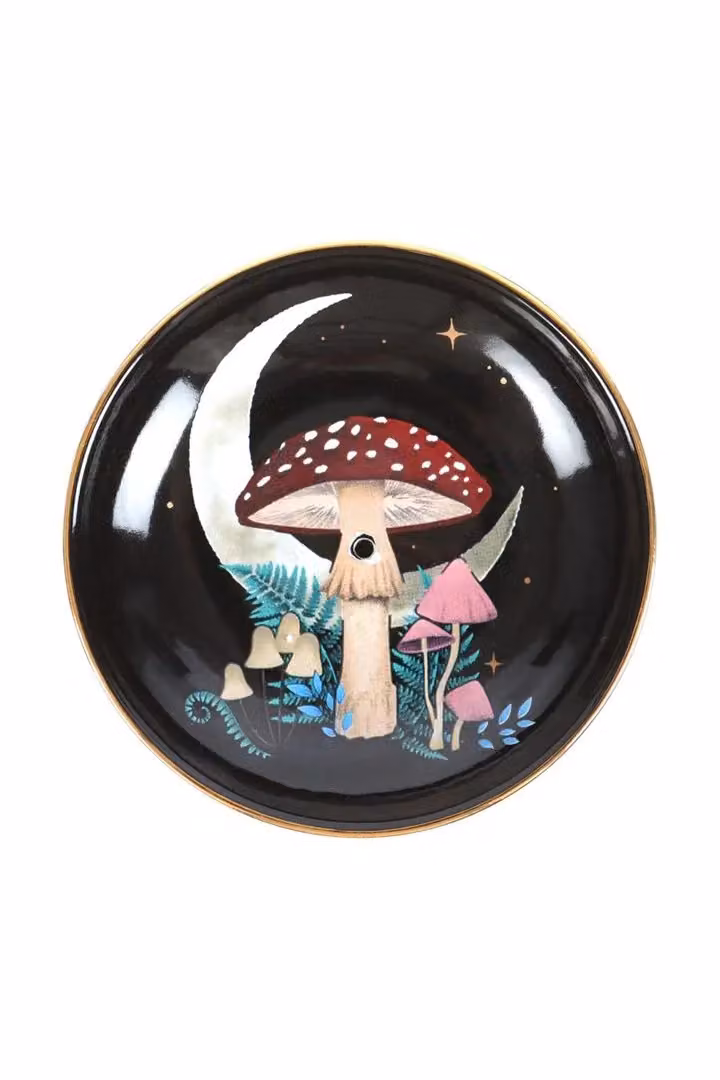 KDMD Forest Mushroom Ceramic Incense Plate in Black – 2