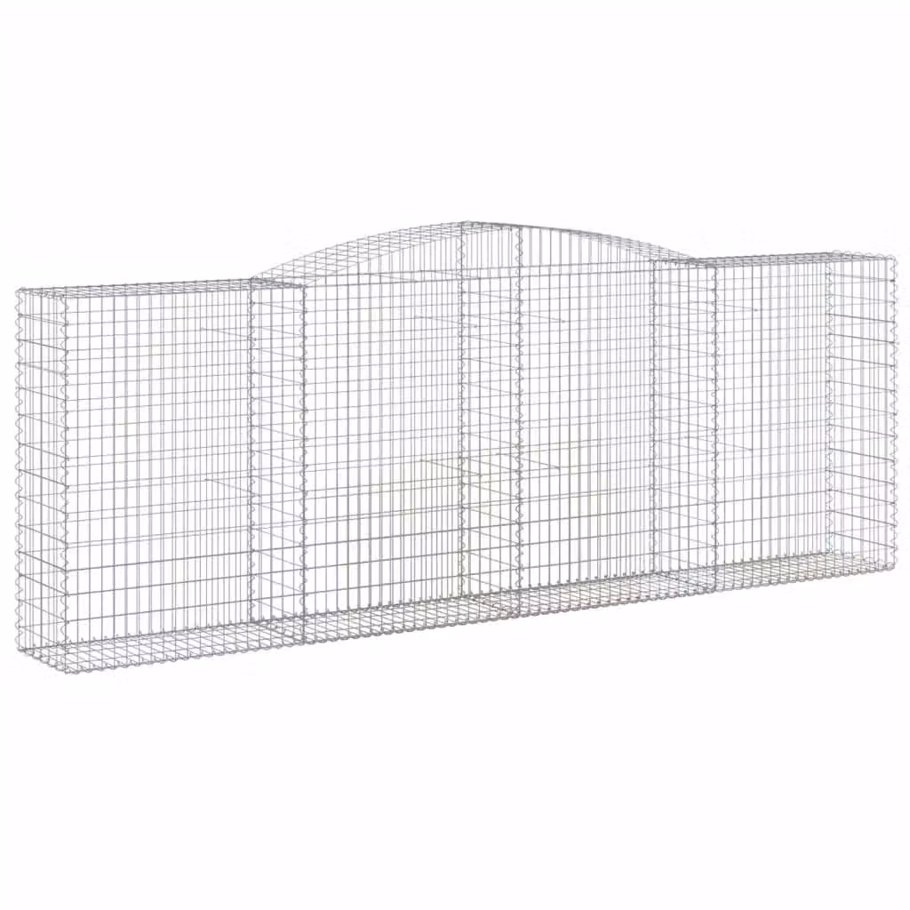 Berkfield Home Arched Gabion Basket in Silver Galvanised Steel, W: 400 cm, D: 50 cm, H: 140-160 cm – 2
