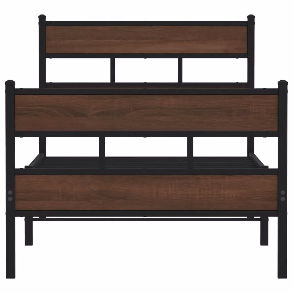 Berkfield Home Single Metal Bed Frame with Headboard and Footboard in Brown, W/D/H: 90 x 190 cm – 3