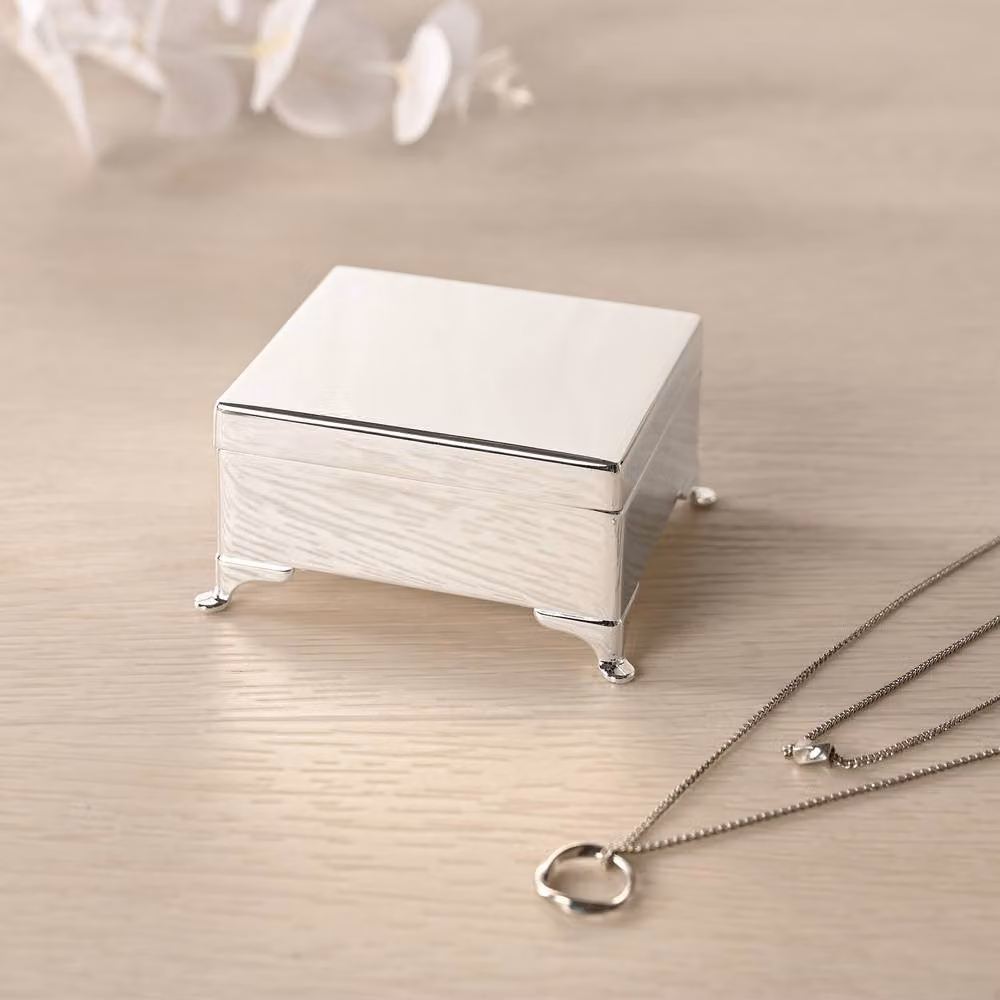 Sophia Silverplated Rectangular Metal Trinket Box in Silver – 2