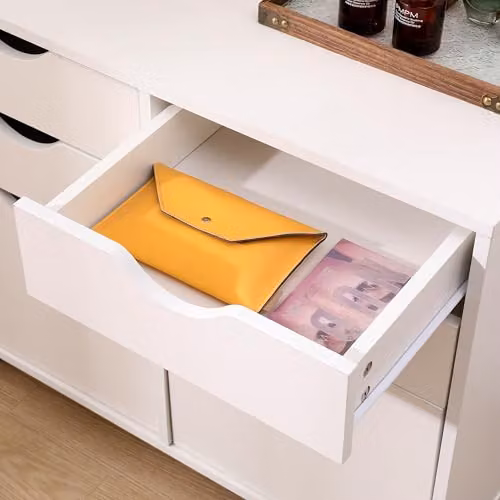 MMT Furniture Designs Ltd White Wooden Mobile Filing Cabinet with 4 Drawers and 2 Cupboards, H 80 x W 40 x D 27 cm – 3
