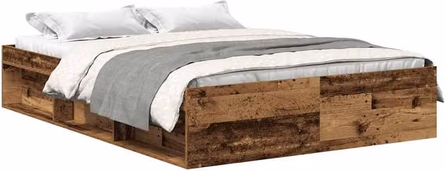 Berkfield Home Small Double Bed Frame in Brown Old Wood, W/D/H: 120 x 200 cm