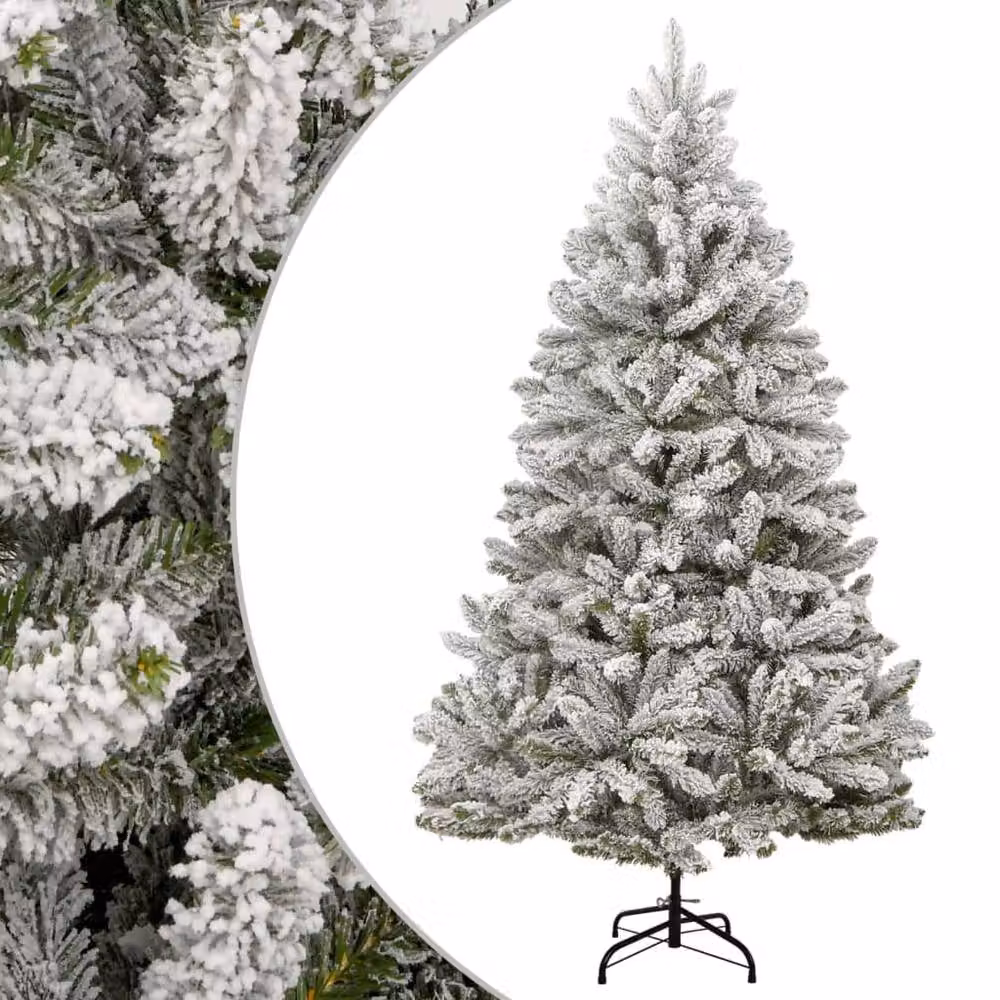 Berkfield Home Beautiful Artificial Hinged Christmas Tree with Flocked Snow in White, Height: 270 cm – 2