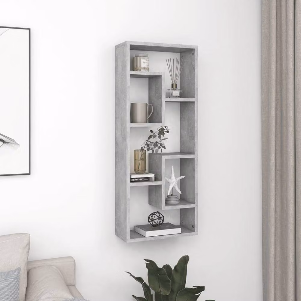 Berkfield Home Wall Mounted Shelf in Concrete Grey, W/D/H: 36 x 16 x 90 cm – 2