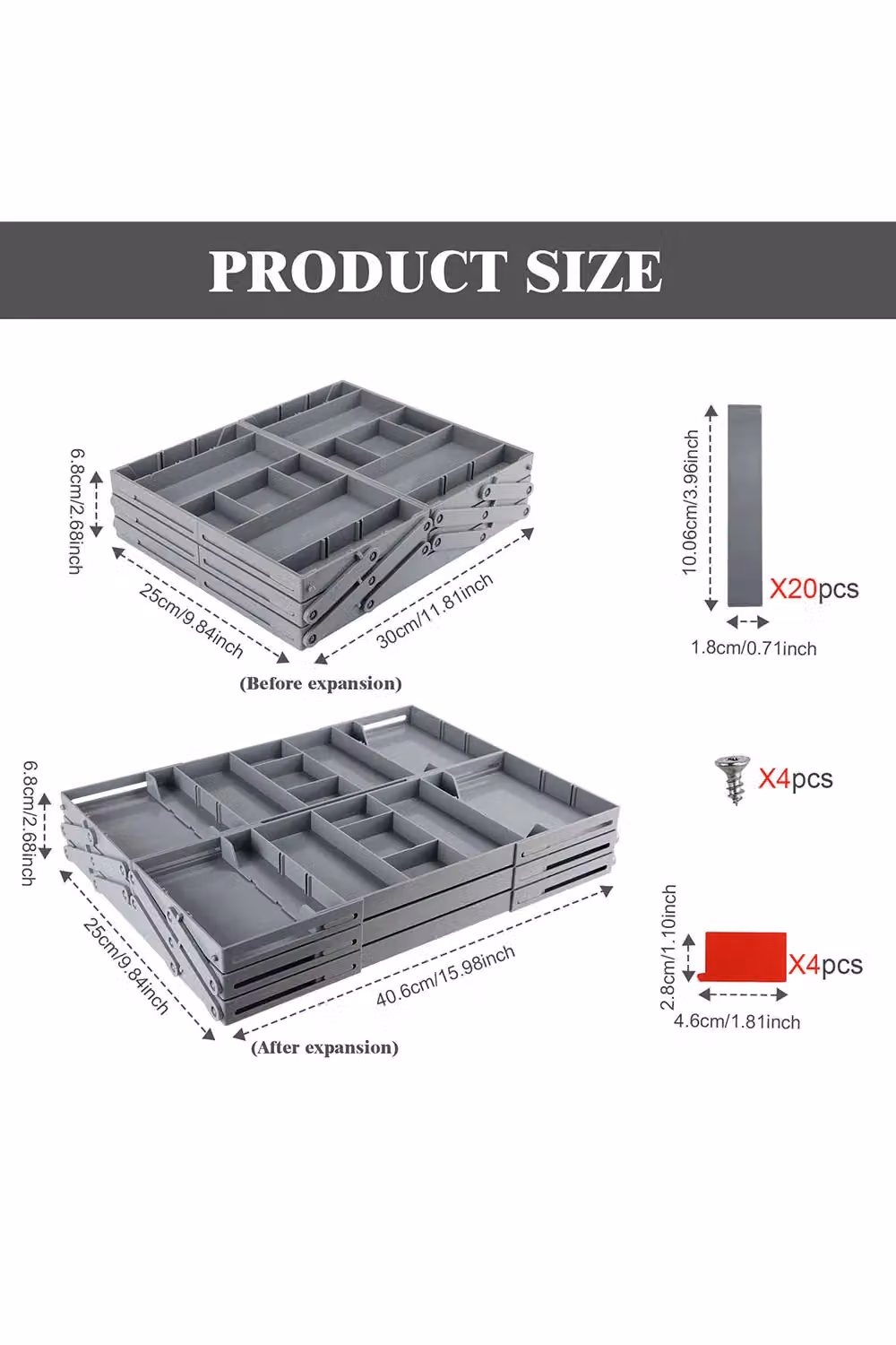 Living and Home Versatile Expandable Multi-tier Cutlery and Kitchenware Organiser Tray in Grey – 5